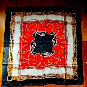 Ann Taylor silk scarf harness print